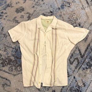 Marine Layer Cream Short Sleeve Button Down Shirt